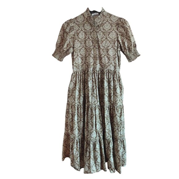 Tuckernuck Hyacinth House Moss Printed Bennett Ruffle Button Front Maxi Dress XS - Picture 5 of 10